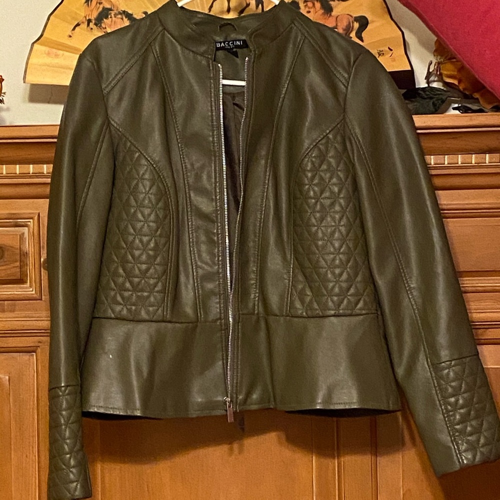 Hunter Green Faux Leather Jacket